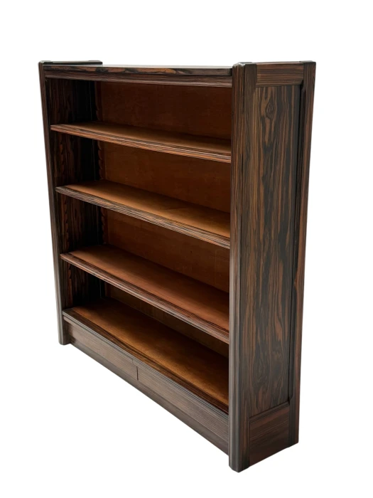 Art Deco Open Bookcase, Macassar Ebony with Oak Shelves, 1920s Design